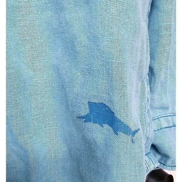 TOMMY BAHAMA Relax Light Blue 100% Linen Long Sleeve Button-Up Men Shirt (L) - Picture 2 of 5
